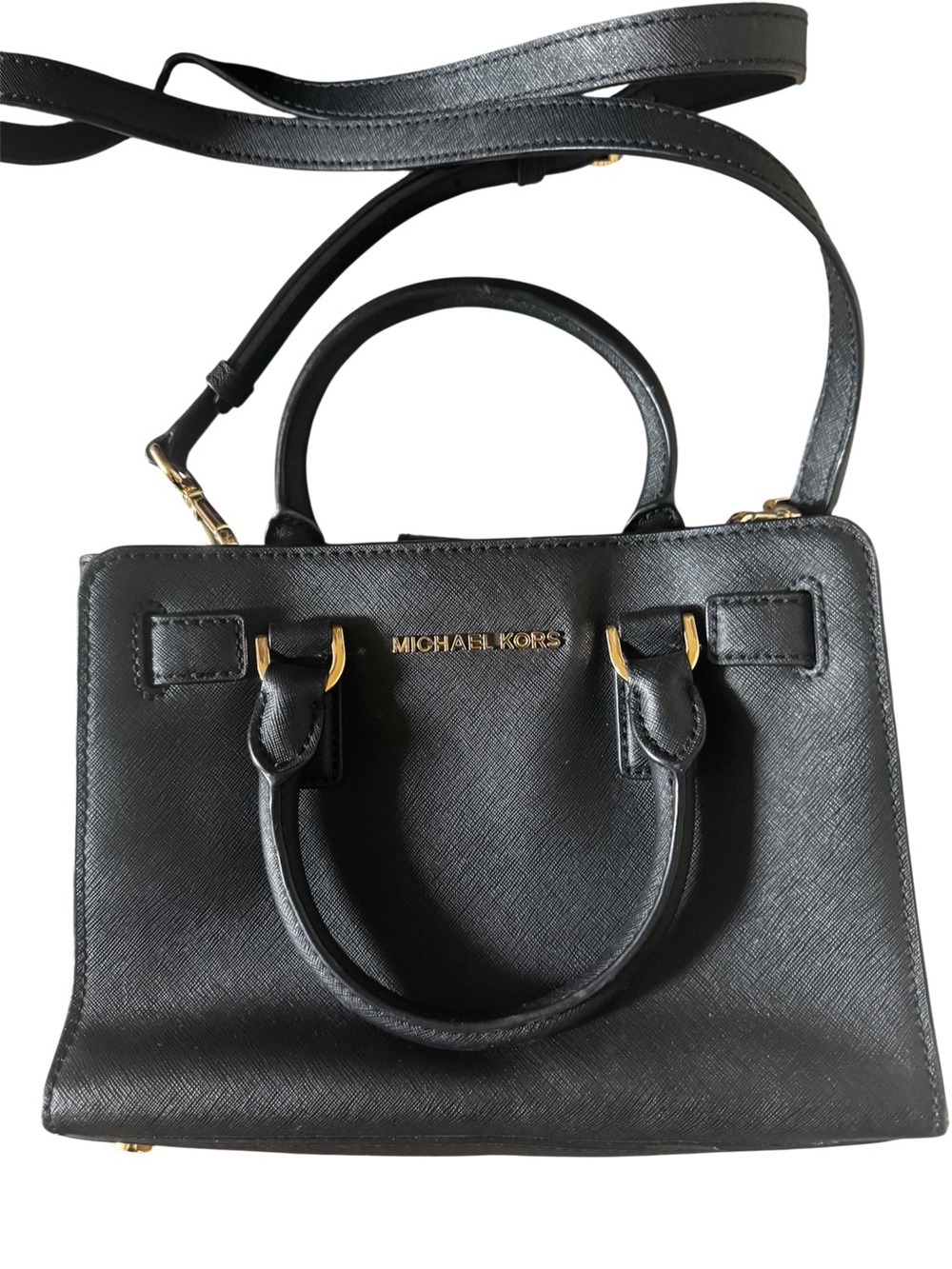 MICHAEL KORS Black Saffiano Leather Mini Satchel